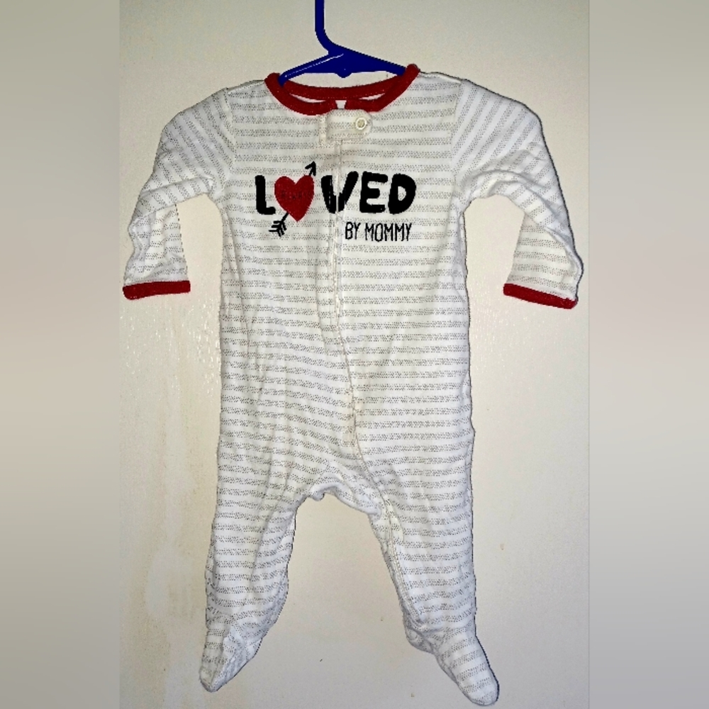 Baby Girl Footie Onesie Sleeper Pajamas - Just One You - 6m - "L💘VED by Mommy"